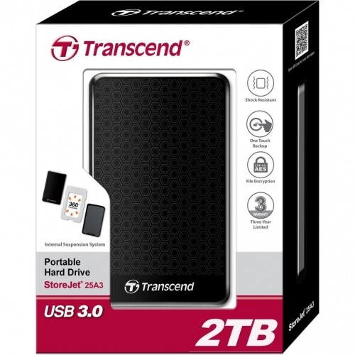 Transcend StoreJet 25A3 2TB USB 2.0/3.0 2,5'' HDD antishock / fast backup image 1