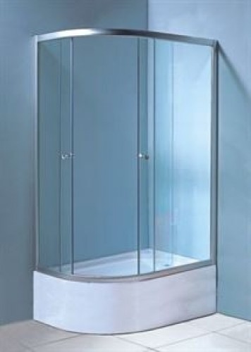 Dušas stūris Gotland Eko100x80x195 cm, pelēks stikls 4mm, dziļais (40cm) paliktnis, satīna krāsas profils, bez sifona,labais izpildījums image 1