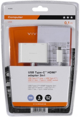 Vivanco adapter USB-C - HDMI 3in1 (45385) image 1