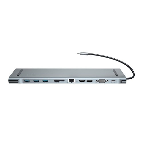 Baseus CATSX-G0G 10 in 1 Dok Stacija Priekš MacBook / 2 x HDMI / 3 x USB 3.0 / USB-C / RJ45 / SD / Micro SD / VGA / PD image 1