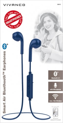 Vivanco беспроводные наушники + микрофон Smart Air 3, синий (38910) image 1