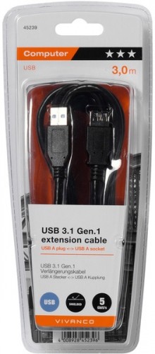 Vivanco кабель USB 3.1 удлинитель 3 м (45239) image 1