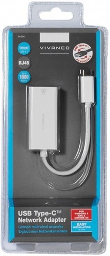 Vivanco adapteris USB-C - LAN, balts (34291) image 1