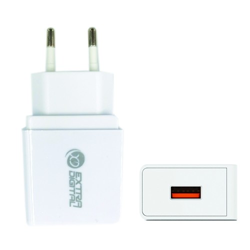 Extradigital Charger,  USB: 220V, 18W, 3A, QC3.0 image 1