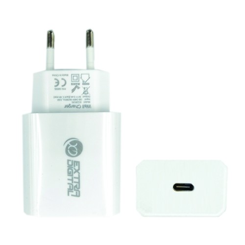 Extradigital Charger, USB Type-C: 220V, 18W, 3A, PD image 1
