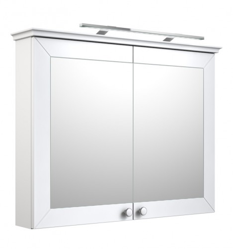 Шкафчик с зеркальными дверцами и GARDA LED подсветкой Raguvos Baldai SIESTA 94 CM matt white 170161260 image 1