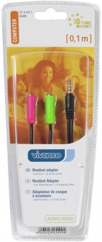 Vivanco кабель 3.5мм - 2x3.5мм 0.1м (45499) image 1