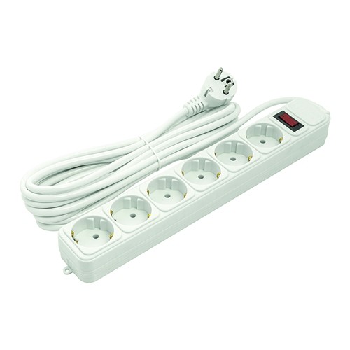Powerplant Extension cord 5m, 6 sockets, with switch image 1