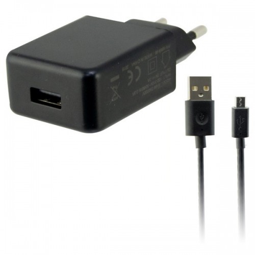 Sienas Lādētājs + Micro USB Kabelis KSIX USB 2A Melns image 1
