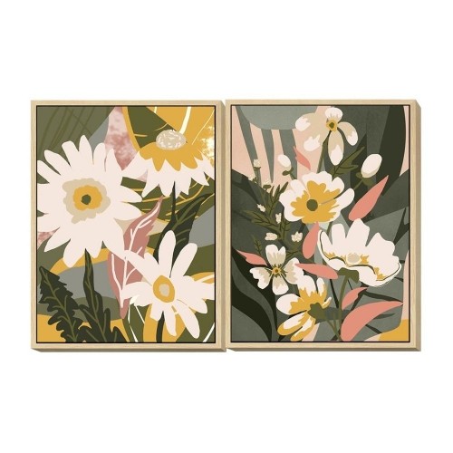 Glezna DKD Home Decor Цветы (60 x 4 x 80 cm) (2 pcs) image 1