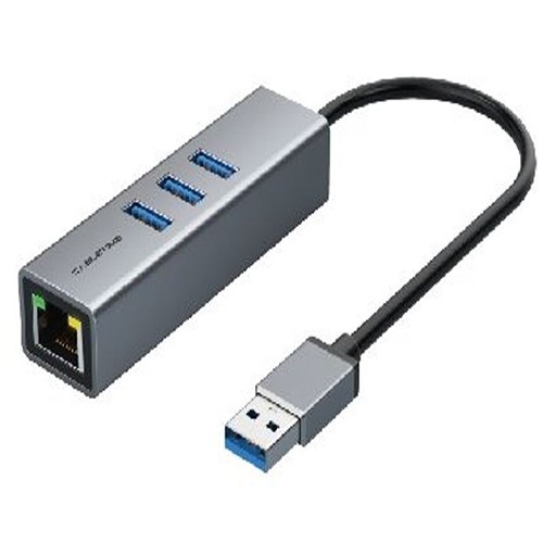 Extradigital Premium adapter USB 3.0  - USB 3.0 (3 Ports) + RJ45, 0.15m image 1