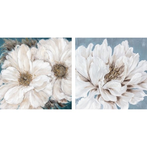 Glezna DKD Home Decor Цветы (80 x 2.4 x 80 cm) (2 pcs) image 1