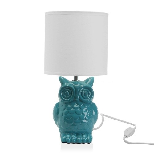Bigbuy Home Galda lampa Pūce Zils Keramika (16 x 16 x 32,5 cm) image 1