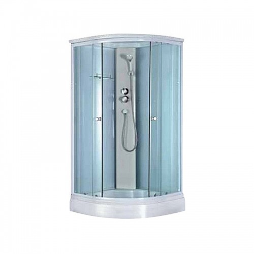 Slēgtā dušas kabīne GOTLAND  ELSA 80x80x215cm, seklais paliktnis (15cm),  priekšējie stikli caurspīdigie, aizmugure balta image 1