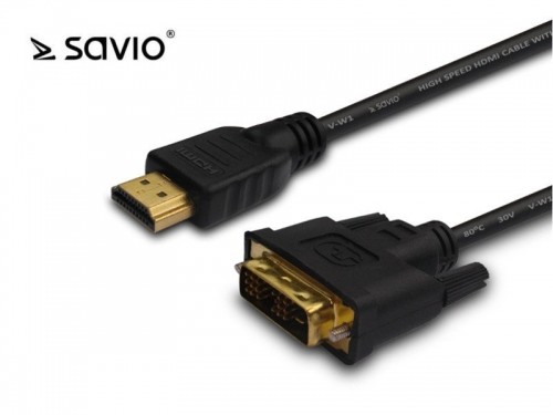Savio CL-139 video cable adapter 1.8 m DVI-A HDMI Type A (Standard) Black image 1
