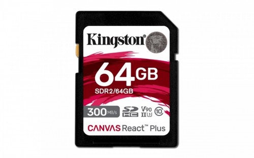 Kingston Memory card SD 64GB Canvas React Plus 300/260 UHS-II U3 image 1