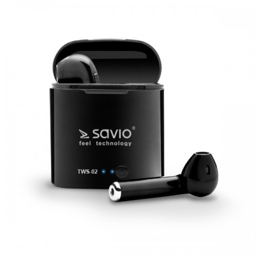 Savio TWS-02 Wireless Bluetooth Earphones, Black image 1