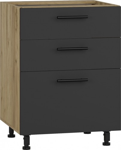 Halmar VENTO DS3-60/82 lower cabinet with drawers, color: craft oak/antracite image 1