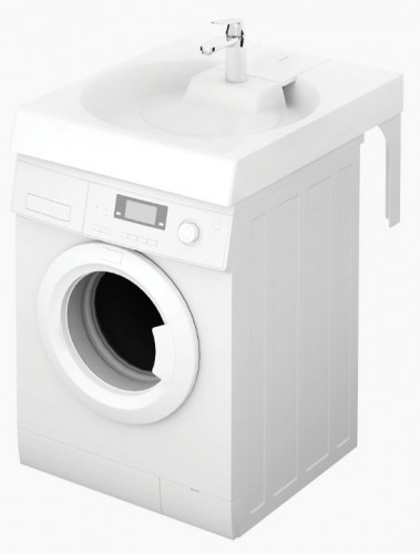 PAA CLARO GRANDE KICLAGRSIF/00 Glossy White Akmens masas izlietne virs veļas mašīnas ar Sifonu un Kronšteini image 1