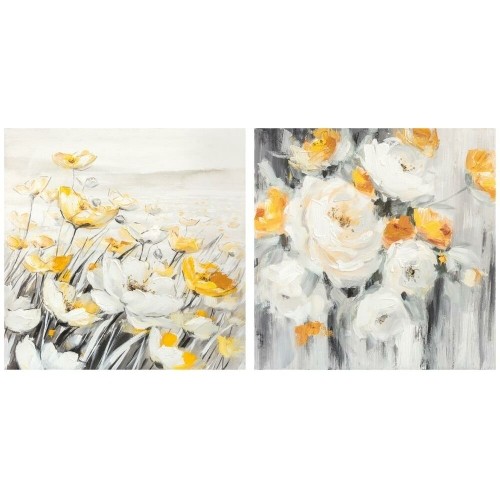 Glezna DKD Home Decor Цветы (90 x 3,7 x 90 cm) (2 gb.) image 1
