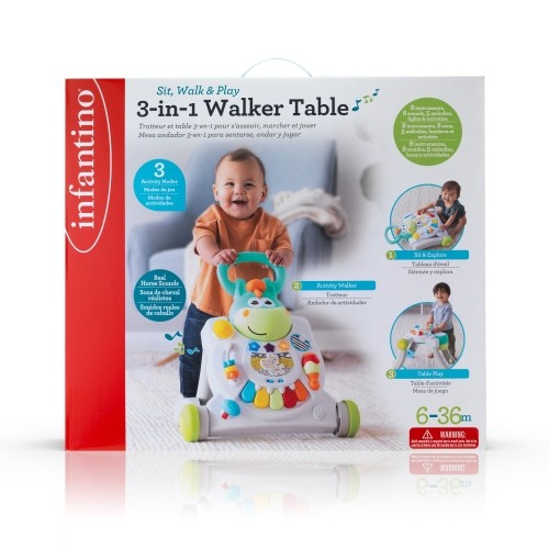 INFANTINO Sēdi, staigā un rotaļājies 3-in-1 transformējošs staigulis-galds image 1