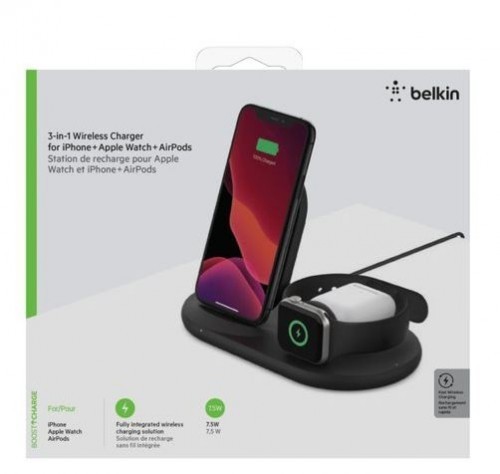 Belkin Wireless Charging 3in1 Pad Black image 1