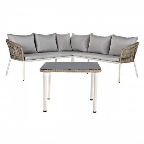 Набор из дивана и стола DKD Home Decor Стеклянный синтетический ротанг Сталь (190 x 190 x 70 cm) image 1