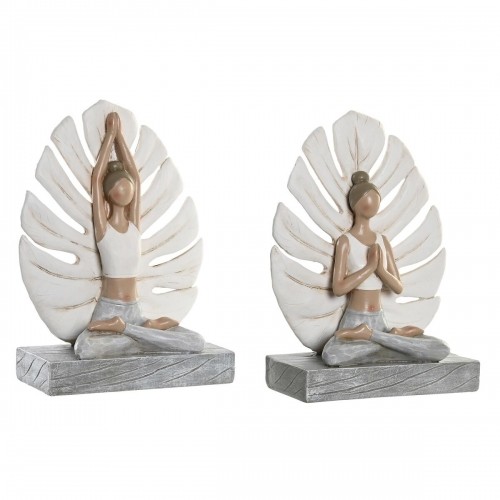 Dekoratīvās figūriņas DKD Home Decor Pelēks Balts Sveķi Yoga Moderns (16 x 7,5 x 21 cm) (2 gb.) image 1