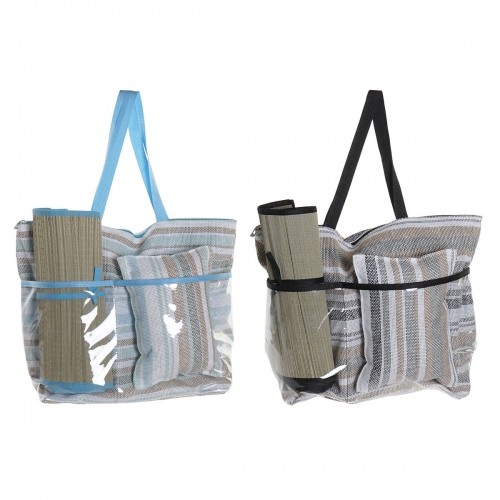 Пляжная сумка DKD Home Decor Полотно Серый Синий Коричневый полиэстер Зеленый PVC (44 x 23 x 62 cm) (2 штук) image 1