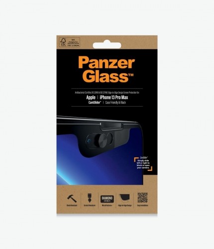PanzerGlass  
         
       CamSlider AB Apple, iPhone 13 Pro Max, Tempered glass, Black, Privacy glass, Case friendly image 1