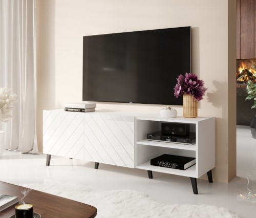 Halmar TV stand 150 ABETO mat white/ gloss white image 1