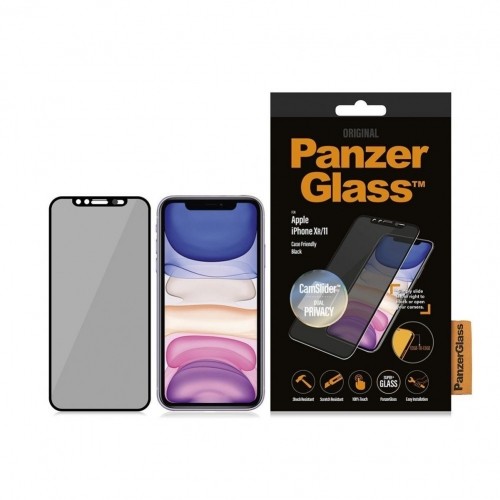PanzerGlass  
         
       P2668 Apple, iPhone XR/11, Tempered glass, Black, Case Friendly, CamSlider and Dual Privacy image 1