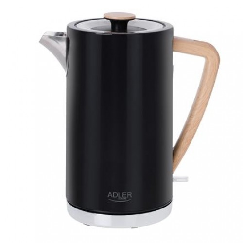 Adler Kettle AD 1347b Electric, 2200 W, 1.5 L, Stainless steel, 360° rotational base, Black image 1