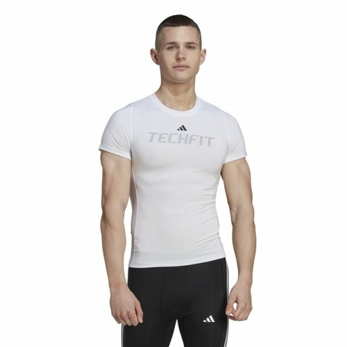 Vīriešu Krekls ar Īsām Piedurknēm Adidas techfit Graphic  Balts image 1