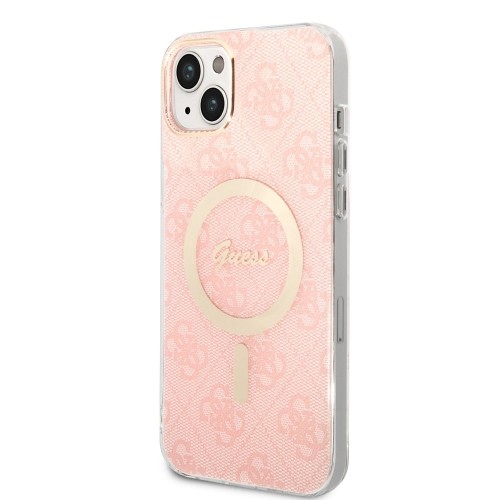Guess 4G MagSafe Compatible Case + Wireless Charger for iPhone 14 Plus Pink image 1