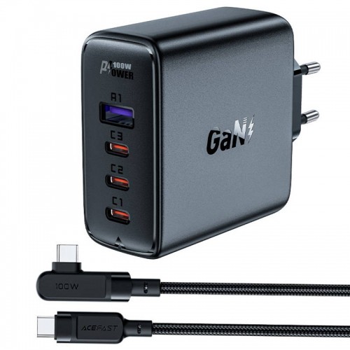Wall charger Acefast  A37 PD100W GAN, 4x USB, 100W (black) image 1