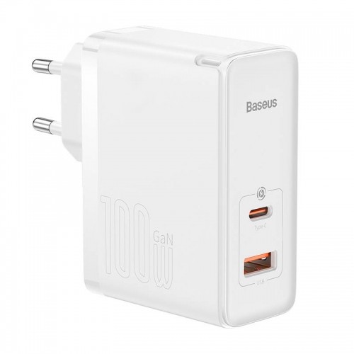 Baseus GaN5 Pro USB-C + USB wall charger, 100W  + 1m cable (white) image 1