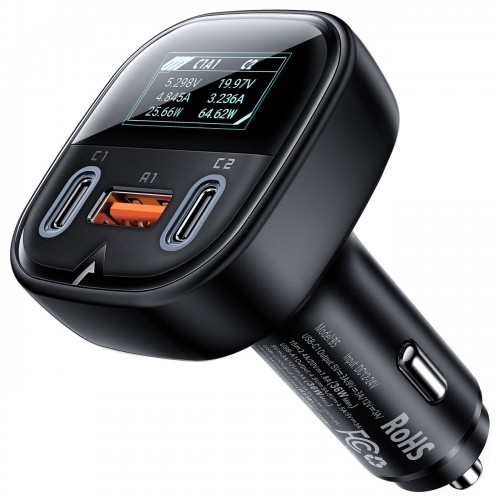 Acefast car charger 101W 2x USB Type C | USB, PPS, Power Delivery, Quick Charge 4.0, AFC, FCP black (B5) image 1