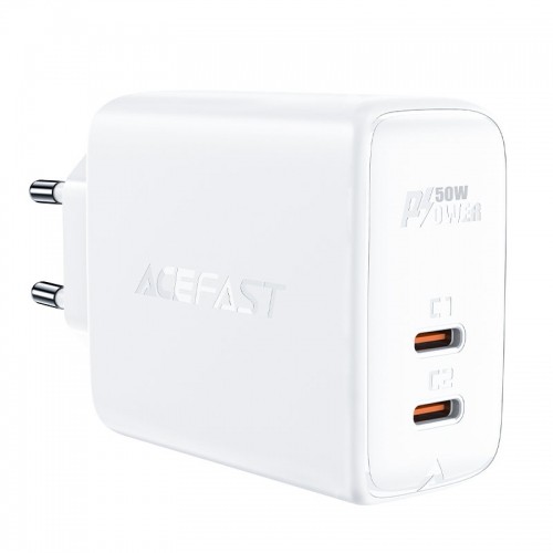 Acefast charger GaN USB Type C 50W, PD, QC 3.0, AFC, FCP white (A29 white) image 1