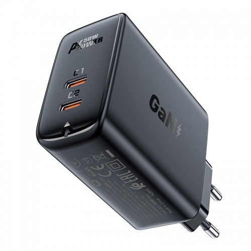 Acefast A29 PD50W GaN (USB-C + USB-C) dual port charger black image 1