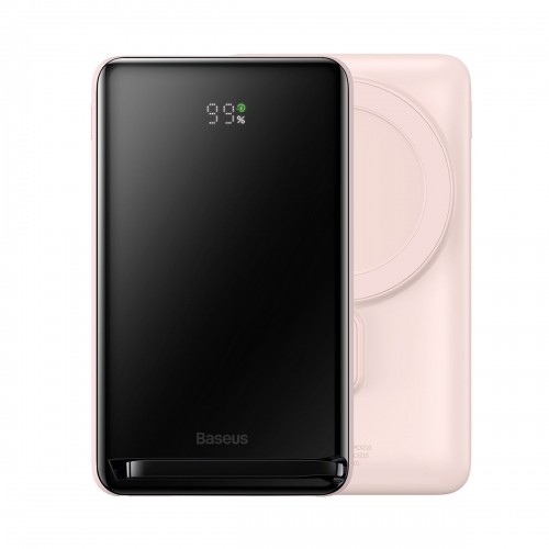 Baseus Magnetic Bracket Wireless Fast Charge Power Bank 10000mAh 20W Pink (With Baseus Xiaobai series fast charging Cable Type-C to Type-C 60W(20V|3A) 50cm white) image 1