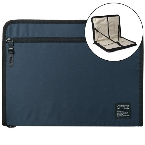 Ringke Smart Zip Pouch universal case for laptop, tablet (up to 13 ''), stand, bag, organizer, navy blue image 1