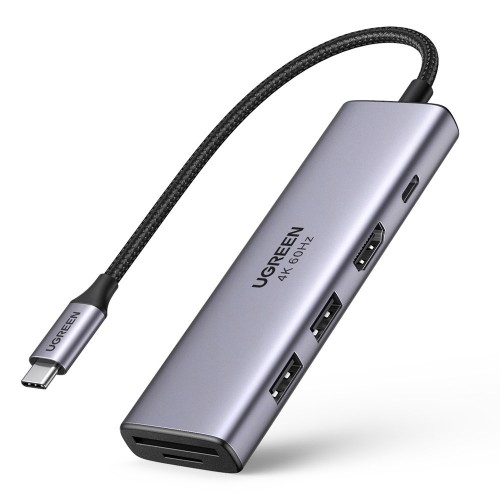 Ugreen 6in1 multifunctional USB Type C HUB - 2x USB 3.2 Gen 1 | HDMI 4K 60Hz | SD and TF memory card reader | USB Type C PD 100W gray (60384 CM511) image 1