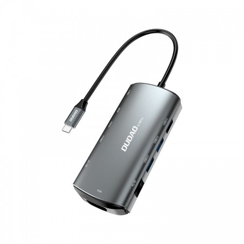 Dudao 11w1 multifunctional HUB USB Typ C - USB Type C PD 60 W | HDMI | 3,5 mm mini jack | 1x USB 2.0 | SD - micro SD  card reader | VGA | RJ45 | 3x USB 3.2 Gen 1 grey (A15Pro grey) image 1