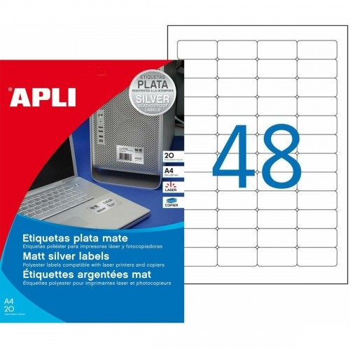 Этикетки для принтера Apli Серебристый Металлик 45,7 x 21,2 mm A4 image 1