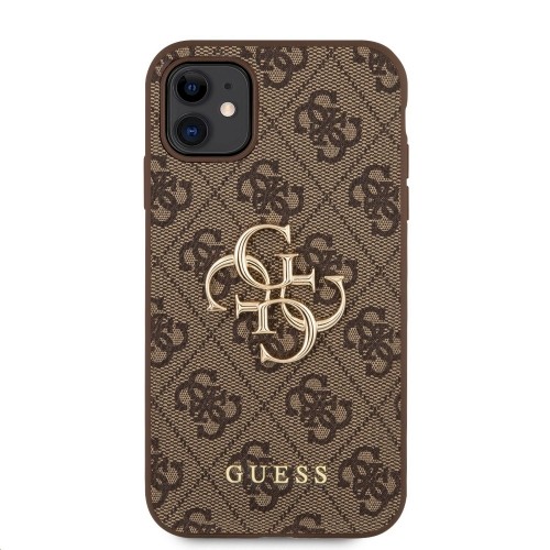 GUHCN614GMGBR Guess PU 4G Metal Logo Case for iPhone 11 Brown image 1