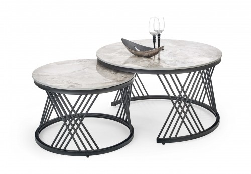 Halmar FLAMINGO set of 2 coffee tables, grey marble image 1