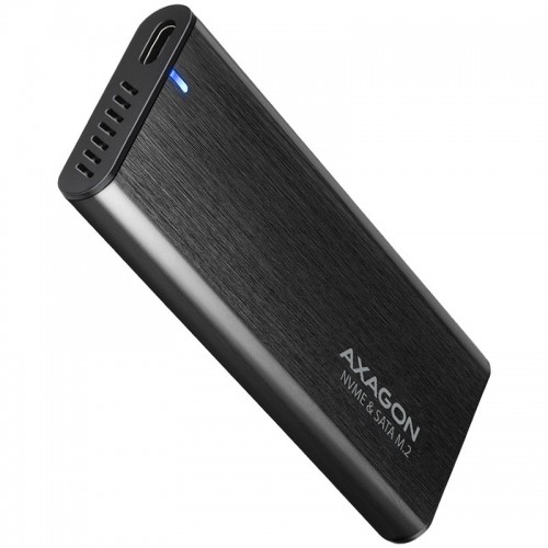 AXAGON EEM2-SB2, USB-C 3.2 Gen 2 - M.2 NVMe & SATA SSD металлический RAW-бокс, без винтов, черный image 1