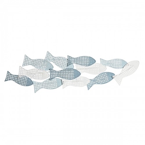 Настенный декор DKD Home Decor Синий Металл Белый Средиземноморье Рыбы (100 x 5 x 30 cm) image 1