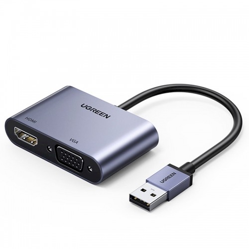 Ugreen USB converter adapter - HDMI 1.3 (1920 x 1080 @ 60Hz) + VGA 1.2 (1920 x 1080 @ 60Hz) gray (CM449) image 1